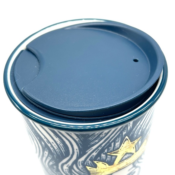Starbucks 2016 Gold Crown Blue Mermaid Siren 12oz Ceramic Travel Tumbler Mug - Picture 10 of 16